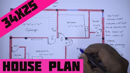 34 x 25房2022世界杯欧洲区预选赛直播屋计划与停车位||北面的房屋设计||34 x 25 ghar ka naksha